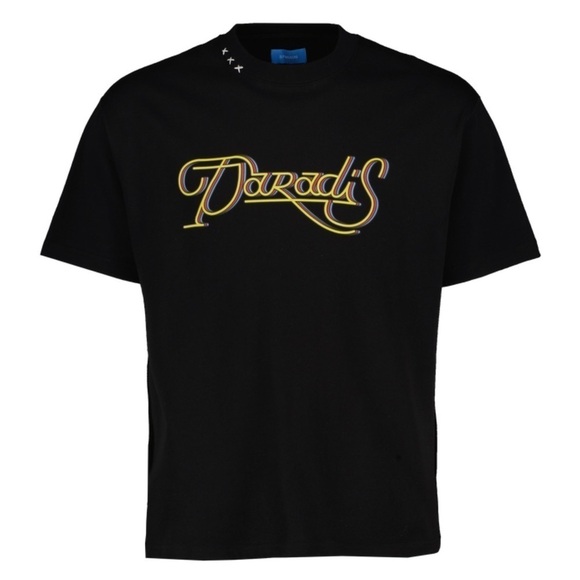 3.Paradis Graphic Cursive Logo Crewneck Short Sleeve Tee - Picture 1 of 11